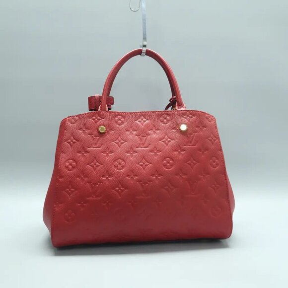 Louis Vuitton Montaigne MM Red Monogram Leather Satchel 1434-010525 - Picture 1 of 12